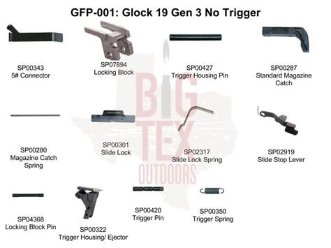 glock oem frame parts package mm gen  gen  gen  big tex ordnance
