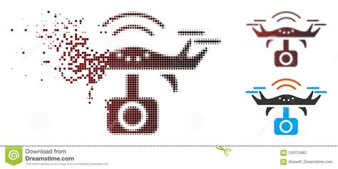 fractured pixel halftone spy drone icon stock vector illustration  innovation dissolved