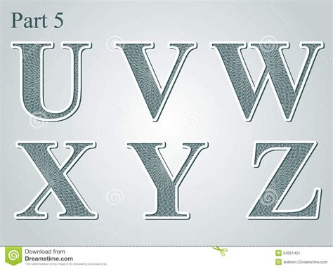 guilloche letters u v w x y z stock vector image 54051451