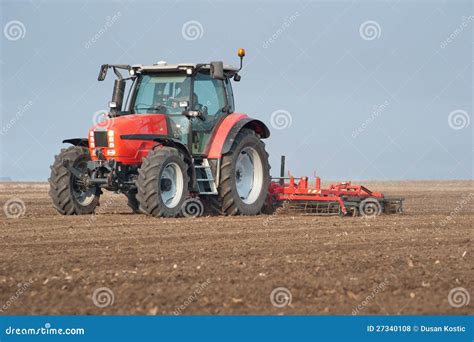 tractor plowing stock photo image  farm harrow plow