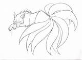 Fox Nine Kitsune Drawing Coloring Pages Tailed Naruto Sketch Tattoo Anime Drawings Cute Tail Tails Sketches Animal Draw Japanese Pencil sketch template