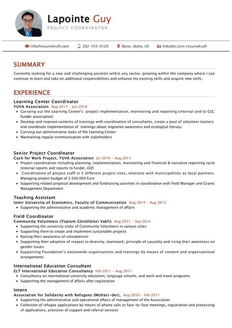 project coordinator resume sample   resumekraft