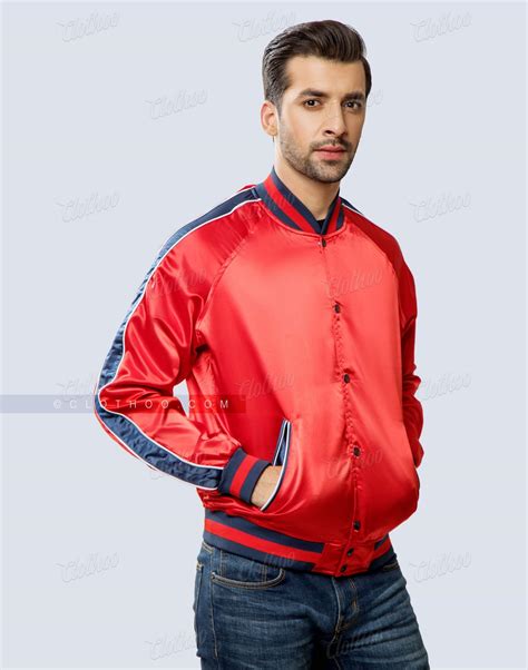 sleeves striped satin jacket  men  women clothoo