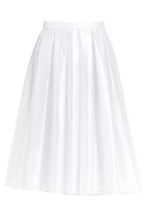 Pleated White Satin Skirt With Sheer Overlay Elizabeth S