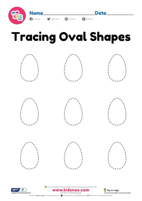 printable  oval shape worksheet  preschool kids