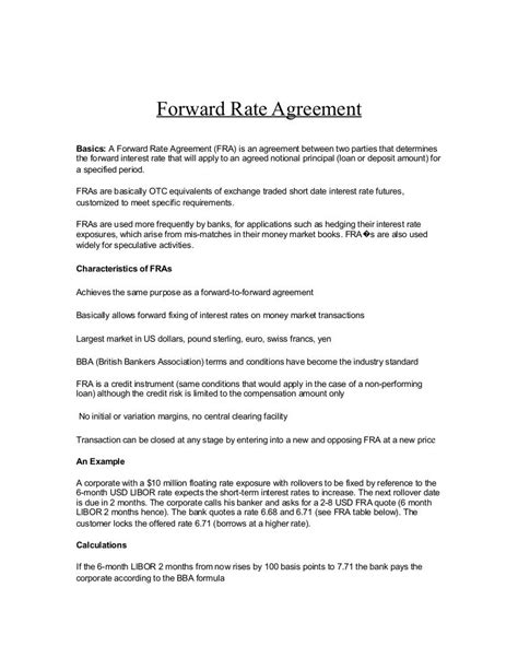 rate agreement calculation
