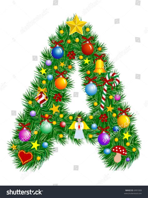 letter christmas tree decoration alphabet stock vector  shutterstock