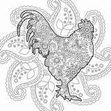 Rooster Zentangle Doodle sketch template