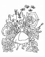 Coloring Pages Wonderland Alice Speaking Flowers Printable Kids sketch template