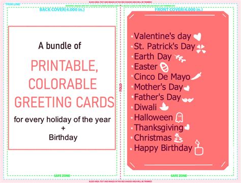 printable card coloring greeting card kids color birthday etsy