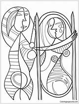 Mirror Girl Before Pablo Pages Picasso Coloring Printable Color sketch template