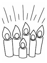 Coloring Christmas Candles Pages Light sketch template