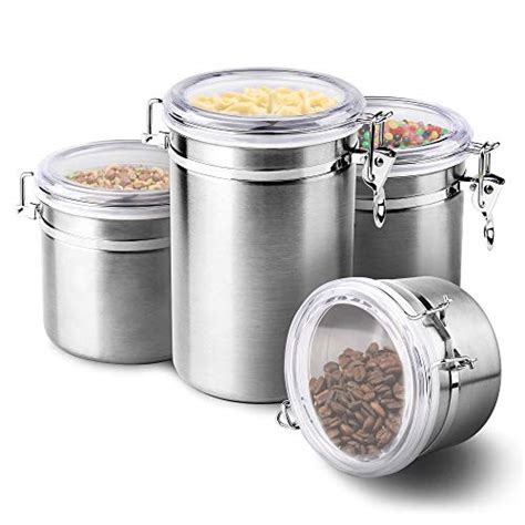 4 Piece Stainless Steel Airtight Canister Set Beautiful Food Storage