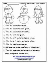 Directions Worksheets Following Activities Kindergarten Worksheet Coloring Follow Winter Listening Color Words Preschool Skills Clothing Kids Activity Students Therapy Clothes sketch template