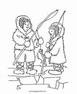 Eskimo Pole Kleurplaten Kolorowanki Iglo Pescuit Zimowy Czas Eskimos Esquimales Vissende Kleurplaat Colorat Planse Dzieci Clopotel Proyecto Plansa Copca Elijah sketch template