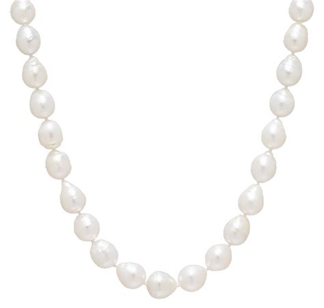 14k yellow gold baroque white south sea pearl necklace south sea