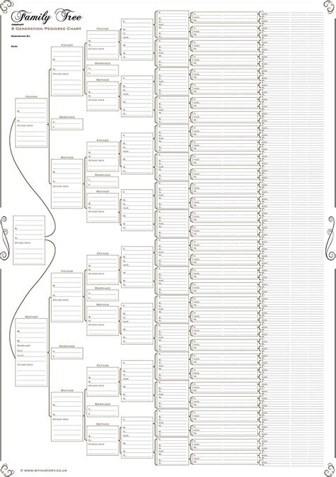 family tree chart compact  generation pedigree chart  paper