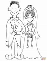 Coloring Bride Groom Pages Printable Wedding Supercoloring Kids sketch template