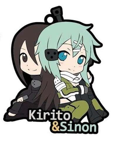 Sword Art Online Kirito And Sinon Ggo Rubber Phone Strap