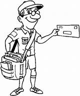 Coloring Pages Postman Post Mailman Office Clipart People Kids Colouring Mail Man Job Cliparts Postal Drawing Worker Printable Carrier Clip sketch template