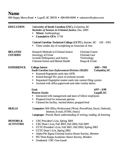 criminal justice resume httpexampleresumecvorgexample