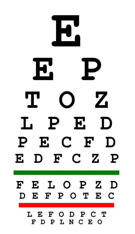 Snellen Chart Red And Green Bar Visual Acuity Test