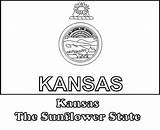 Kansas Coloring State Flag Sunflower Seal Color Comments sketch template
