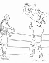 Referee Wrestlers Coloring Battle Scene Pages Color Wrestling Hellokids Print Online sketch template