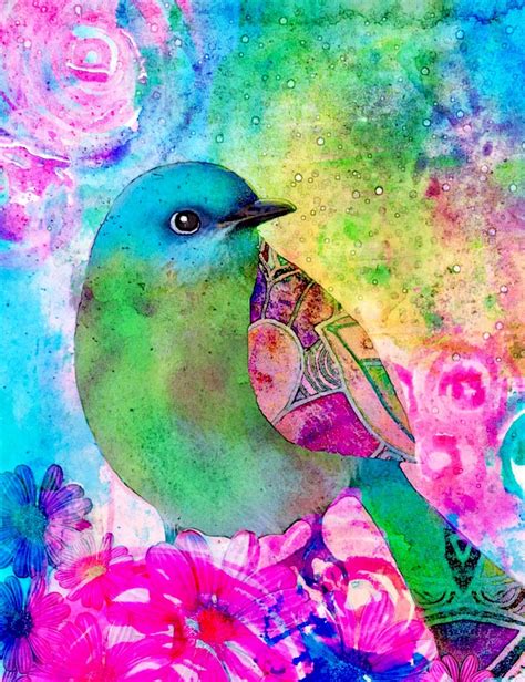 art print colorful bird stargazing colorfulbirds colorful art etsy
