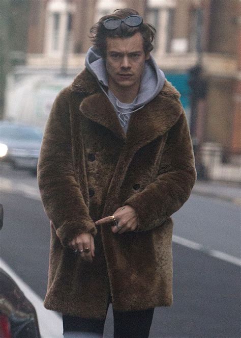 harry styles in the shaggy statement fur coat vogue