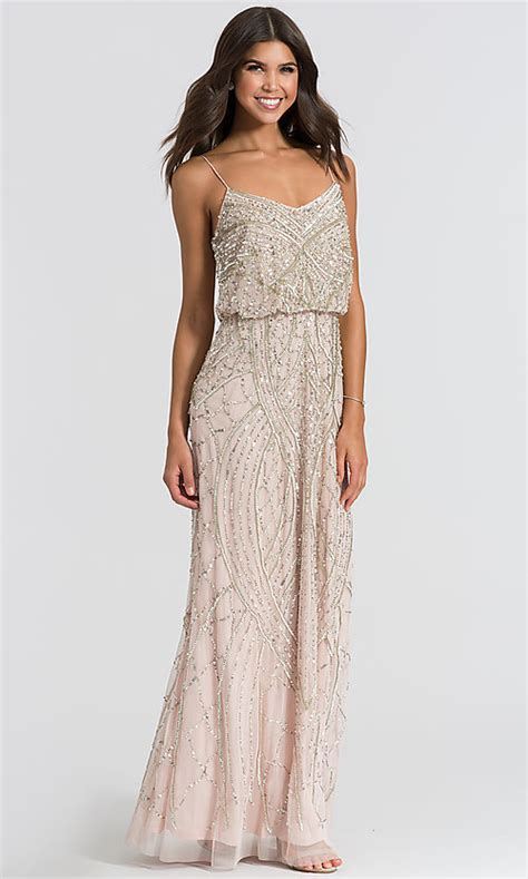 adrianna papell long beaded bridesmaid dress limited