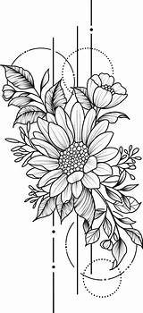 Lapiz Dibujadas Abstractos Florales Bocetos Picsart Faciales Girasoles Increíbles Dibujar Bordar Tatuaje Corporal Wildflower sketch template