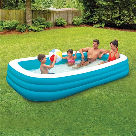 play day  deluxe inflatable family pool blue  white walmartcom