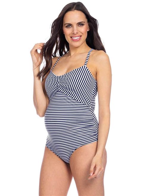 Rio One Piece Maternity Swimsuit In Blue Stripes By Seraphine