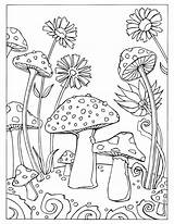 Coloring Mushroom Pages Gel Adults Adult Pencil Pen Mushrooms Toadstool Printable Color Colouring Drawing Sheets Pens Book Magic Colored Books sketch template