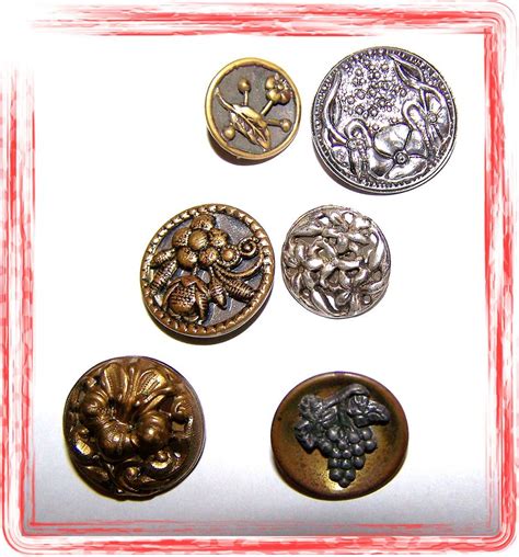 lot 6 art nouveau style vintage metal tin buttons decorative from victoriasjems on ruby lane
