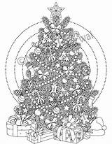 Christmas Coloring Intricate Pages Adult Tree Printable Color Getcolorings sketch template