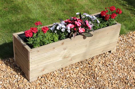 metre large wooden garden trough planter   decking boards