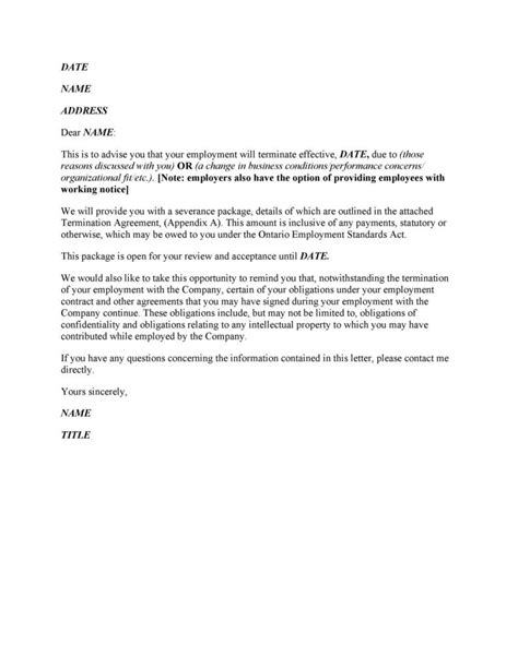 35 perfect termination letter samples [lease employee contract]