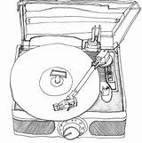 Record Player Drawing Sketch Vinyl Drawings Pages Music Line Doodle Outline Coloring Template Choose Board sketch template