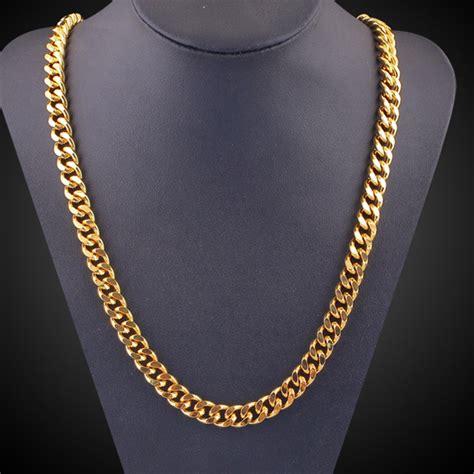 curb chain necklace yellow gold filled massive mens necklace simple style  chain necklaces