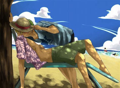 Zosan Zoro Sanji Beach Kiss Anime Realm Pinterest