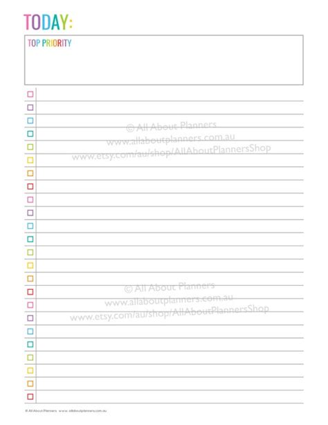 daily checklist planner printable editable day   page etsy
