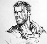 Ragnarok Avengers Endgame Hemsworth Draw Homme Mcu Visage References Personnage Evankart Choisir Skizzen sketch template