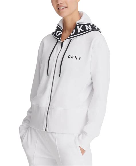 dkny dkny womens sport logo cuff zip hoodie color black walmartcom