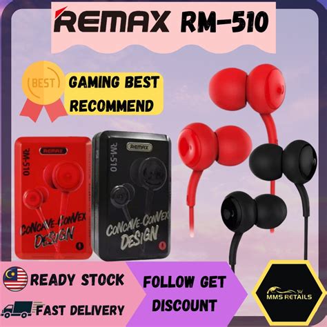 remax rm  rm   ear stereo earphone headphones  mic wired control gaming super bass
