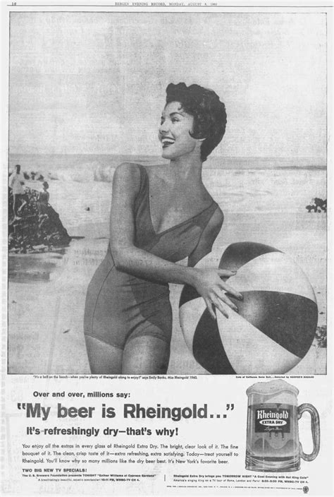 beer in ads 4561 miss rheingold 1960 having a ball at the beach