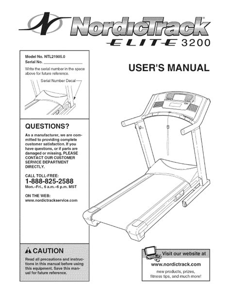 Nordictrack User Manual Treadmill Ntl21905 0