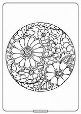 Circle Coloring Border Flower Printable sketch template