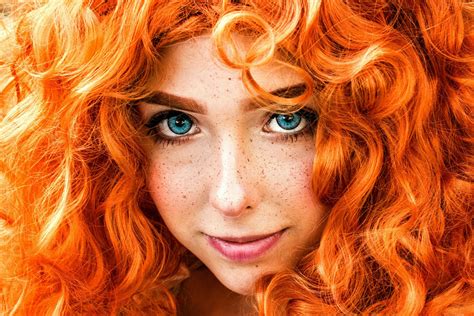 blue eyed freckled girl with voluptuous red hair hd wallpaper